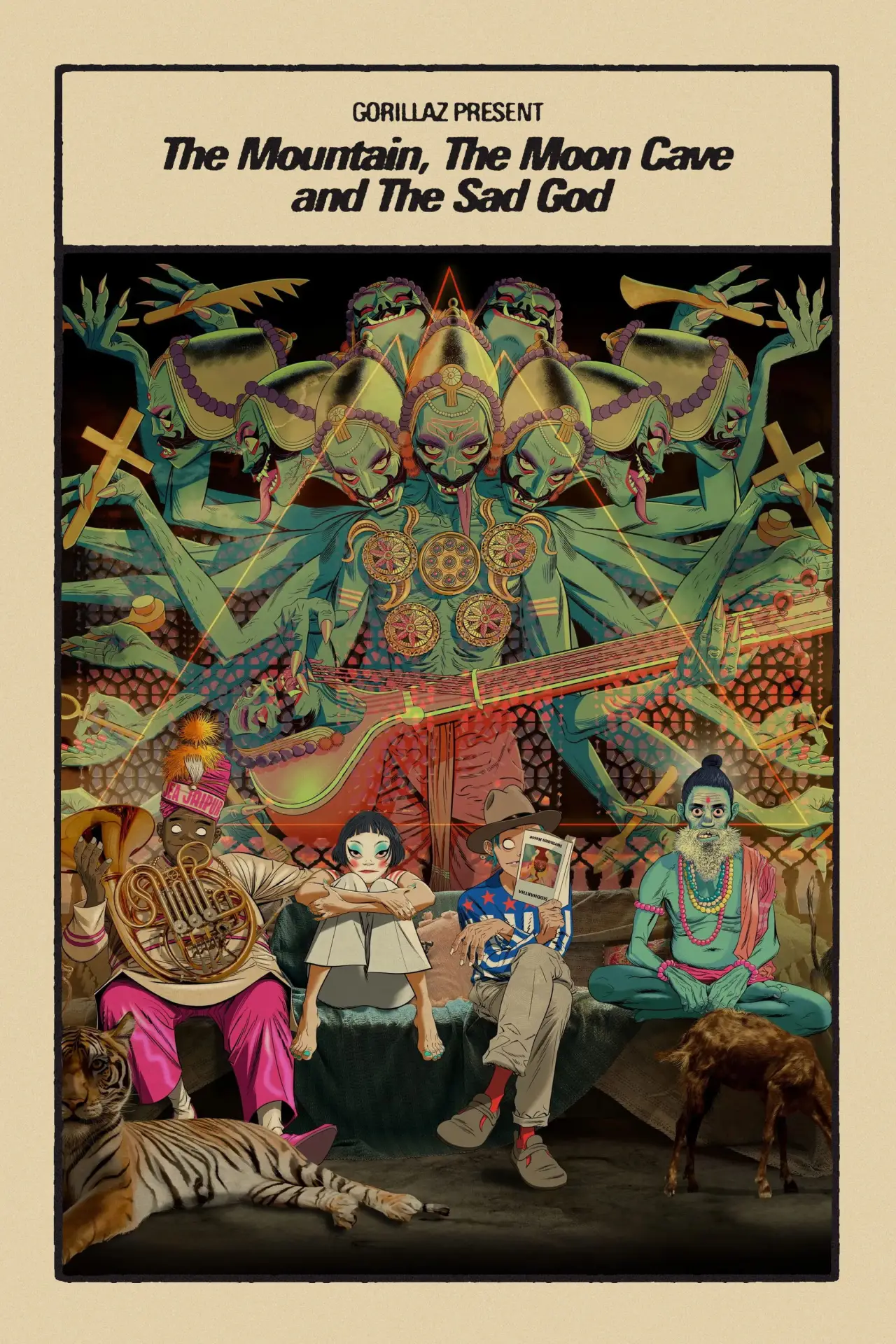 Постер к фильму "Gorillaz Present: The Mountain, The Moon Cave and The Sad God"