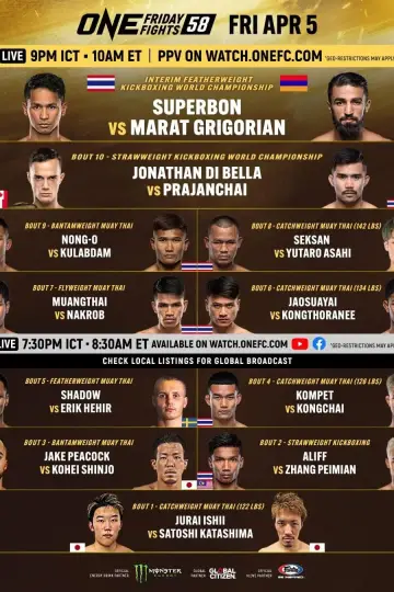Постер к фильму "ONE Friday Fights 58: Superbon vs. Grigorian 3" #447117