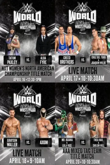 LIVE matches from WWE World: April 16, 2026 постер