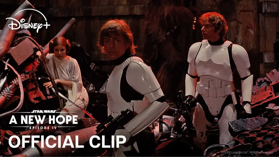 Видео к фильму Звёздные войны: Эпизод 4 - Новая надежда — Luke, Leia, Han & Chewie Get Stuck in the Garbage Compactor - Official Clip