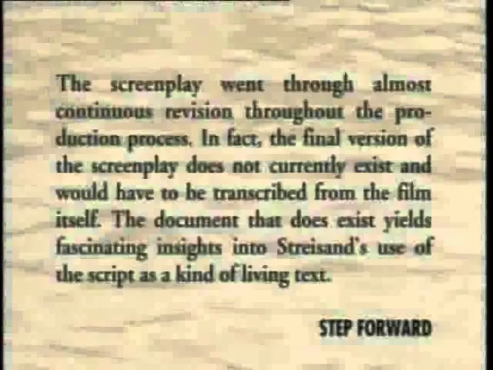 Видео к фильму Повелитель приливов — "The Prince of Tides" - EXTRA - Novel Adaptation, Barbra learns the Shag (!) and Screenplay Pages