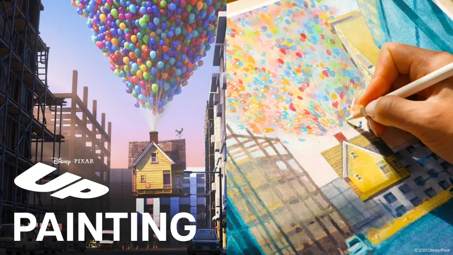 Видео к фильму Вверх — Carl's House in Watercolor | Painting Pixar