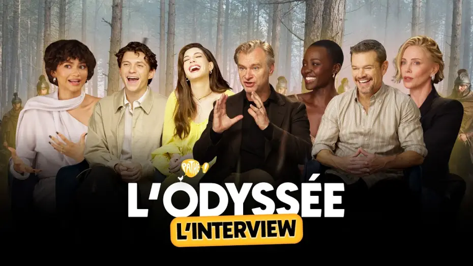 Видео к фильму Одиссея — L'INTERVIEW - L'ODYSSÉE (Matt Damon, Tom Holland, Anne Hathaway, Zendaya, Christopher Nolan...)