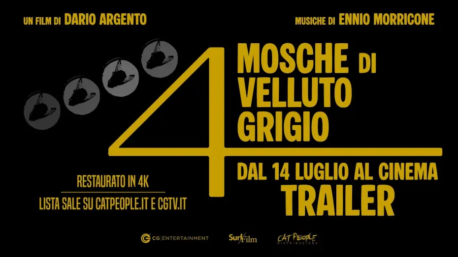 Видео к фильму Четыре мухи на сером бархате — 4 Mosche Di Velluto Grigio di Dario Argento - Trailer - Al cinema dal 14 luglio - Restaurato in 4K