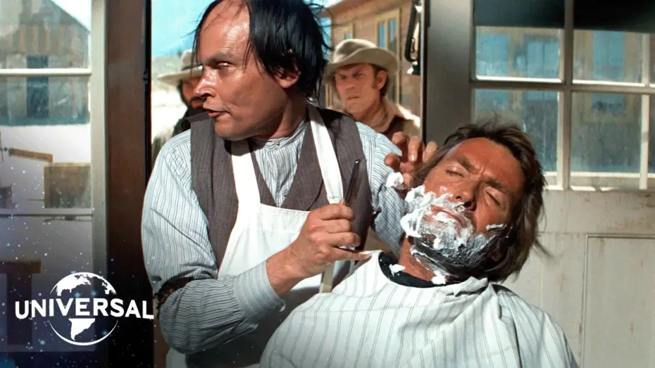 Видео к фильму Бродяга высокогорных равнин | The Stranger's Iconic Barber Shop Showdown