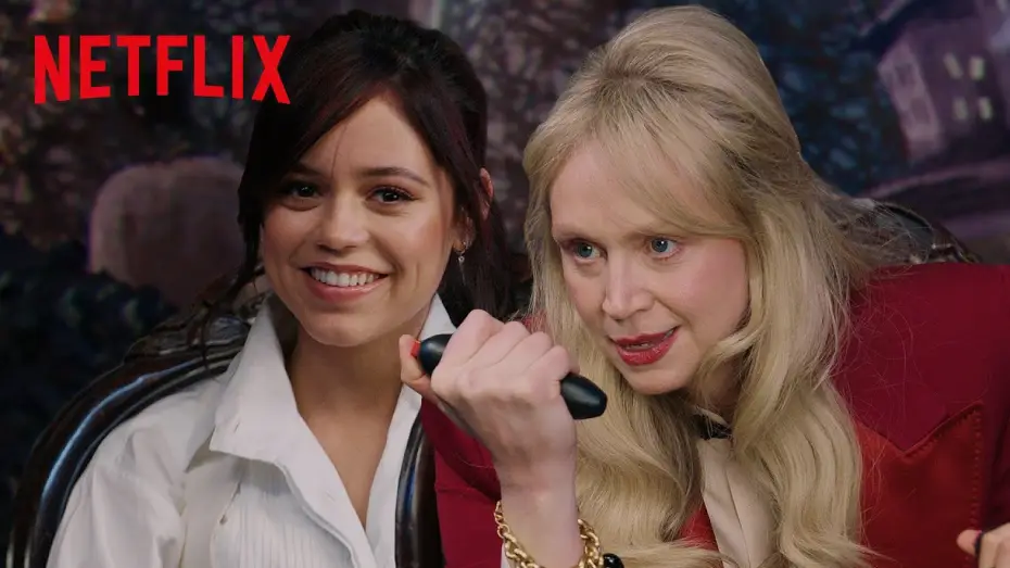 Видео к сериалу Уэнздей — Jenna Ortega and Gwendoline Christie Compete in Wednesday Trivia
