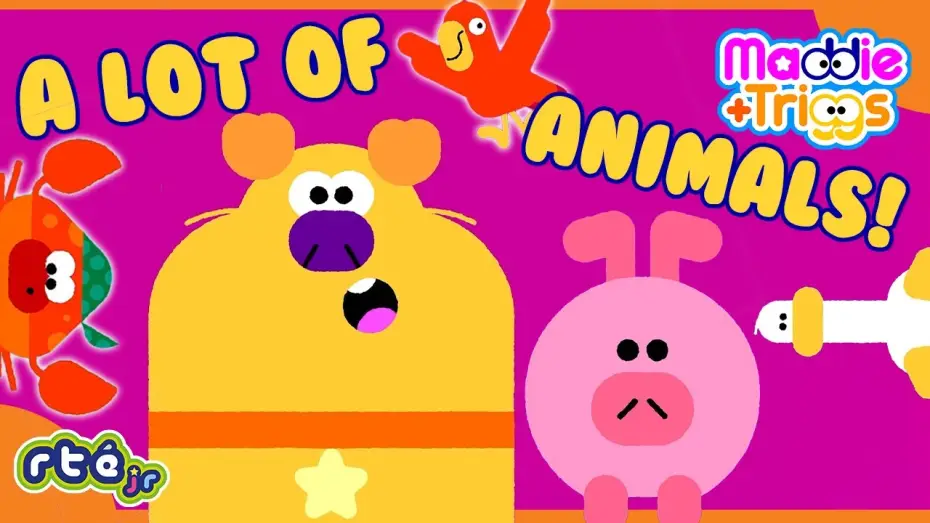 Видео к сериалу Maddie + Triggs — 🐒🐷🦅🐶 Fun Animal Takeover 🐶🦅🐷🐒 | Maddie + Triggs 👧🐶 | 🎵 Animal-tastic Tunes 🎵 | @RTÉjrOfficial
