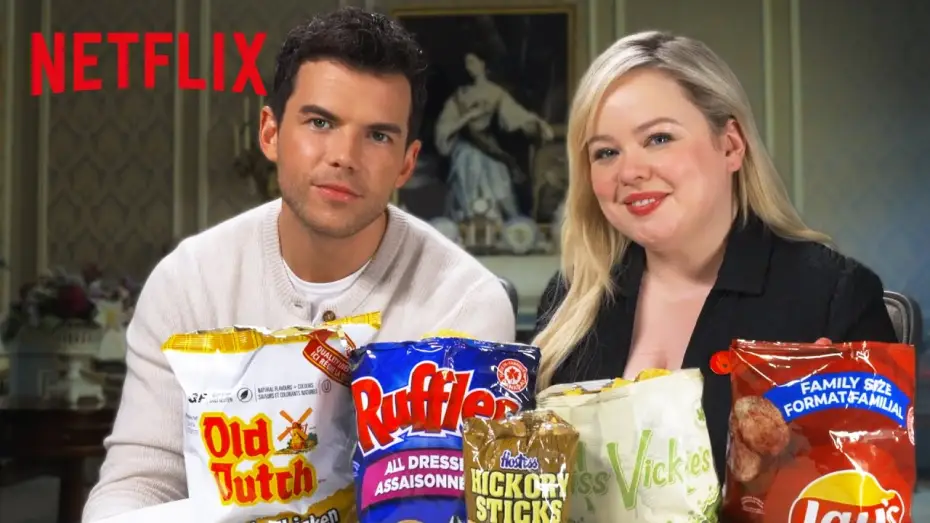 Видео к сериалу Бриджертоны — Luke Newton and Nicola Coughlan Taste Test Canadian Chips | Bridgerton | Netflix