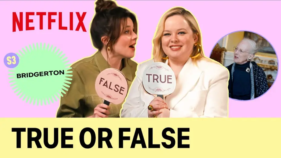 Видео к сериалу Бриджертоны — The cast of Bridgerton S3 plays True or False: Queen Margrethe II of Denmark Edition