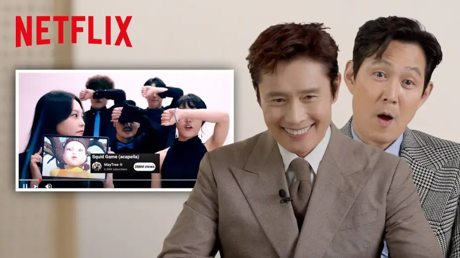 Видео к сериалу Игра в кальмара — Lee Jung-jae and Lee Byung-hun React to Fan-Made Squid Game Content [Subtitled]
